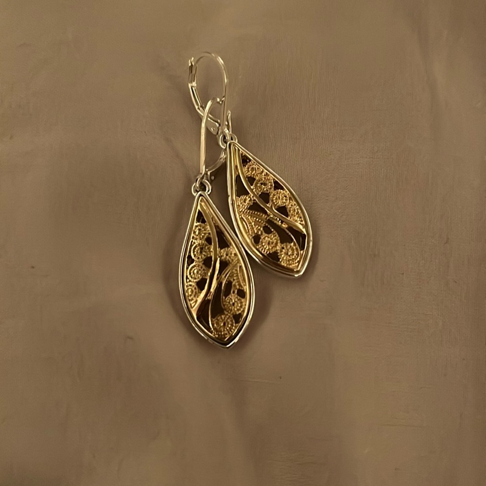 Silver and Gold Tear Drop Earrings